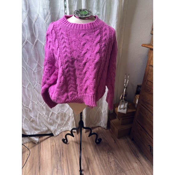 Oversized Chunky Cable Knit Sweater Cotton Blend Goodnight Macaroon O/S Comfy - Picture 13 of 13